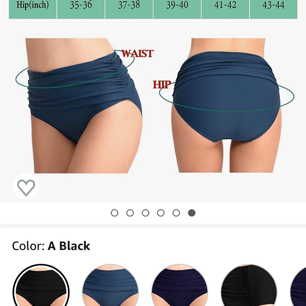 High Waisted Bikini Bottoms Tummy Control Swimsuit Ruched Sides Size L